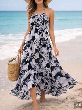 knee length dresses for ladies Women's Beach Dress - Sheer Flowy Cover Up Maxi Dress main image 1